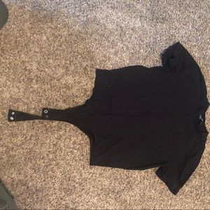 Black tshirt thong bodysuit. Boyfriend style.
